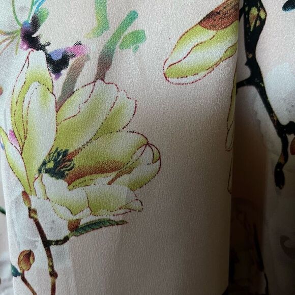 Staccato pastel peach floral satiny v-neck hi-low tank/camisole top blouse M - Picture 7 of 13